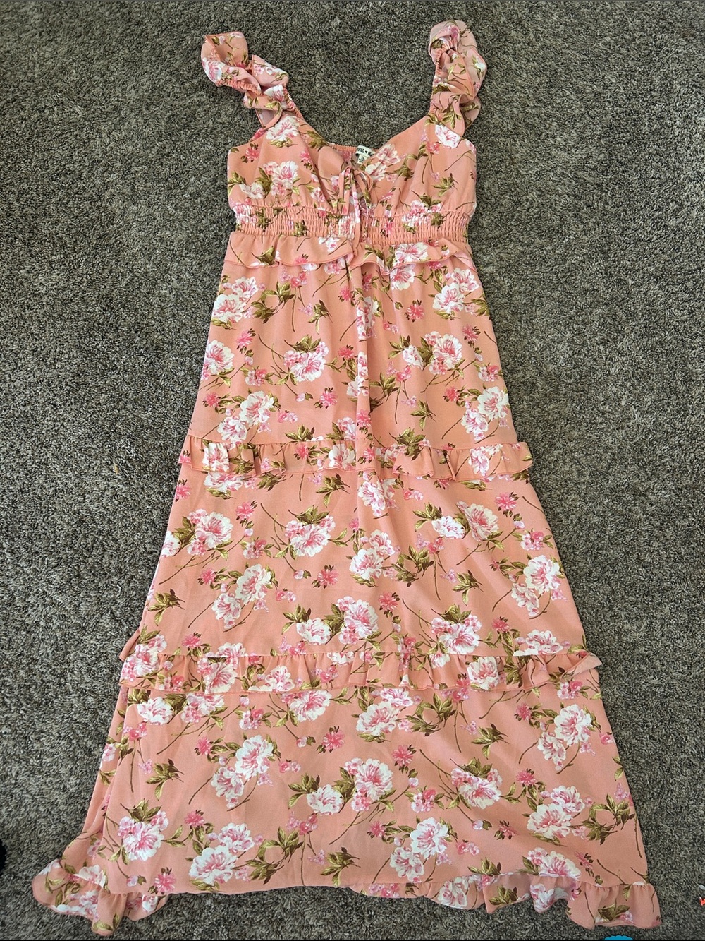 Inspired Hearts Pink Floral Tie-Front Maxi Dress